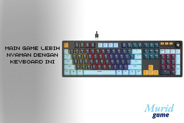 Keyboard gaming RGB full size untuk kenyamanan bermain game dengan desain warna-warni